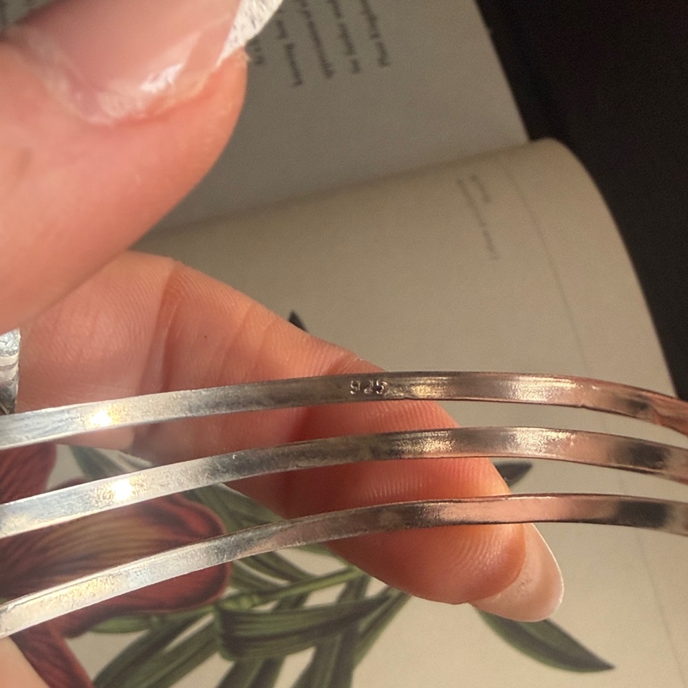 Sterling Moonstone 3 Band Adjustable Cuff - Picture 3 of 3